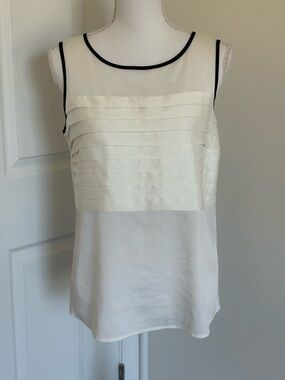 New York & Company Ivory Tank with Black Trim